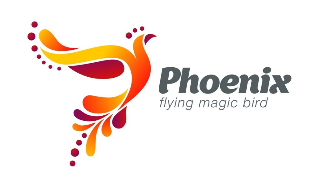 Magic Fairy Bird Abstract Logo design vector template.Flying Phoenix creative Logotype icon.